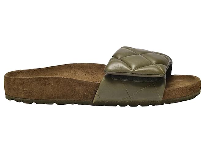 Birkenstock 1774 Sandalen aus gepolstertem Leder in Khaki Grün  ref.1290998