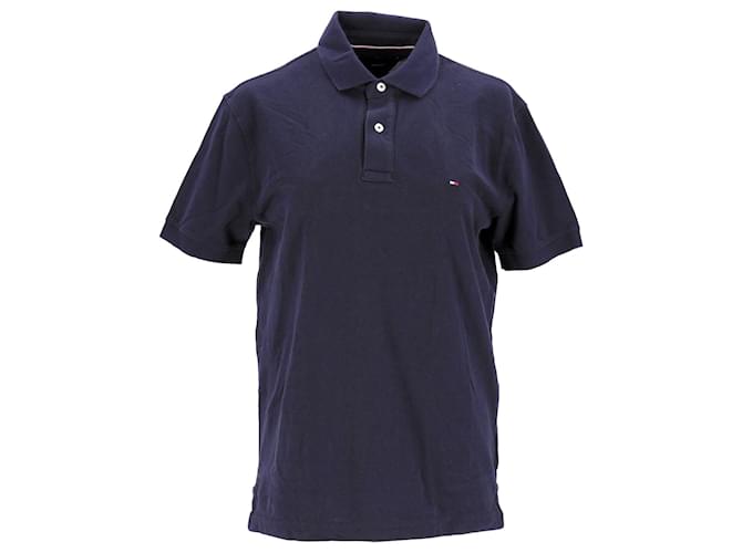 Tommy Hilfiger Poloshirt aus Baumwolle mit Logoleiste und normaler Passform für Herren Marineblau  ref.1290999