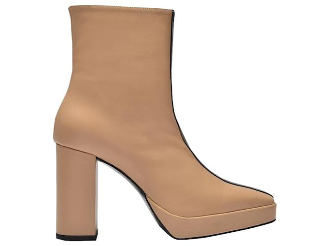 Autre Marque Crossing The Line Ankle Boots in Beige and Black Leather  ref.1291004