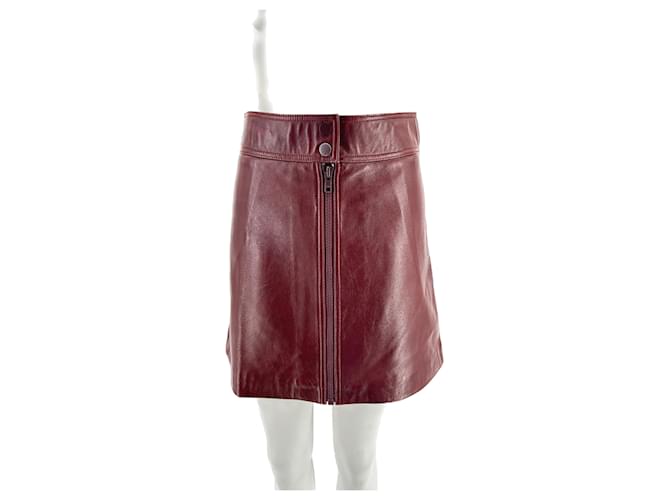 CLAUDIE PIERLOT  Skirts T.fr 38 leather Dark red  ref.1291037