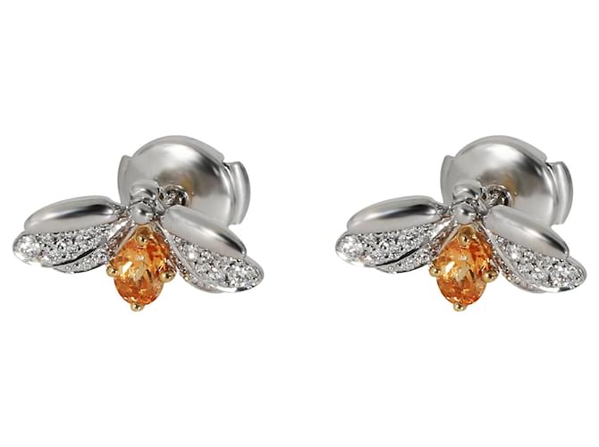TIFFANY & CO. Paper Flowers Diamonds & Spessartine Firefly Earrings in Platinum Silvery Metallic Metal  ref.1291133
