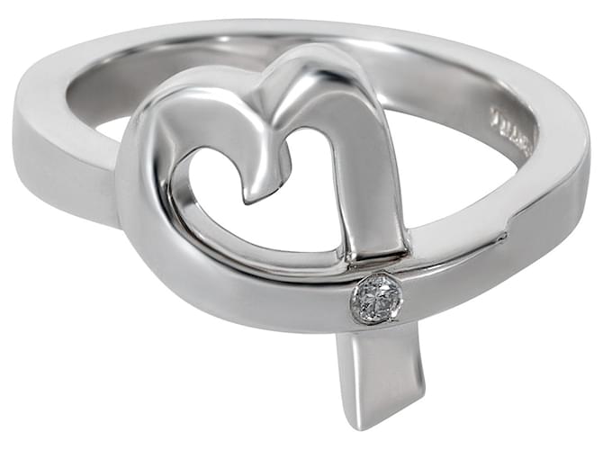 Tiffany & Co Paloma Picasso Loving Heart Anello con diamanti in argento sterling 02 ctw Metallico Metallo  ref.1291134