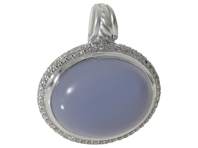 Ciondolo David Yurman Oval Chalcedony Diamond Enhancer in argento sterling 0.68ct Metallico Metallo  ref.1291149
