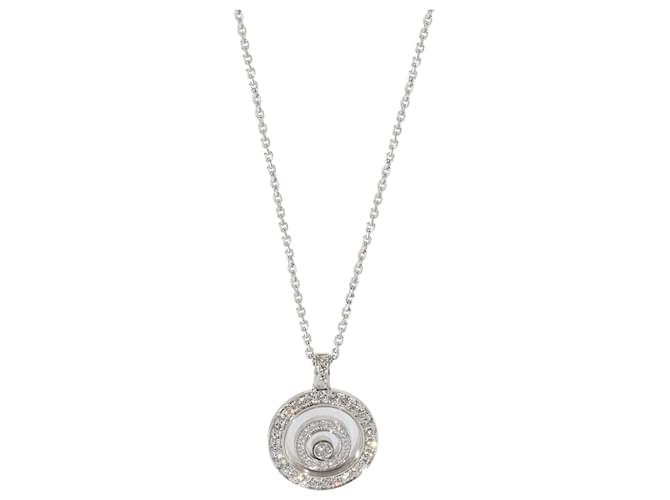 Collana Chopard Happy Spirit Circle con diamanti in 18K oro bianco 0.72 ctw Argento Metallico Metallo  ref.1291152