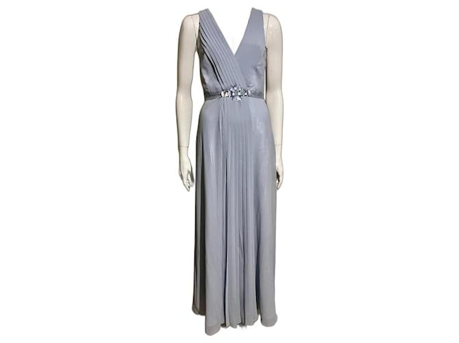 Jenny Packham Bejewelled evening dress from chiffon and satin in light blue Polyester  ref.1291241