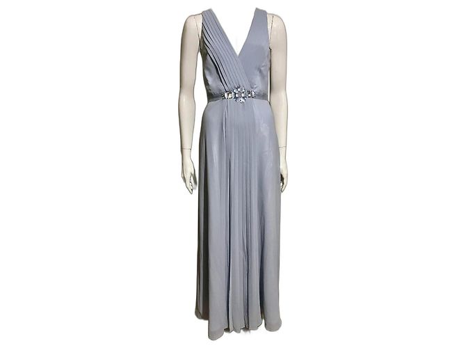 Jenny Packham Besetztes Abendkleid aus Chiffon und Satin in Hellblau