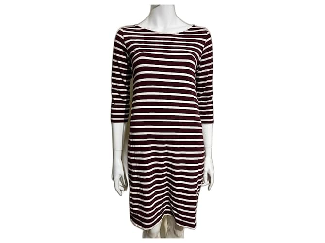 Old Spice Ganni striped dress in burgundy and white Dark red Cotton  ref.1291247