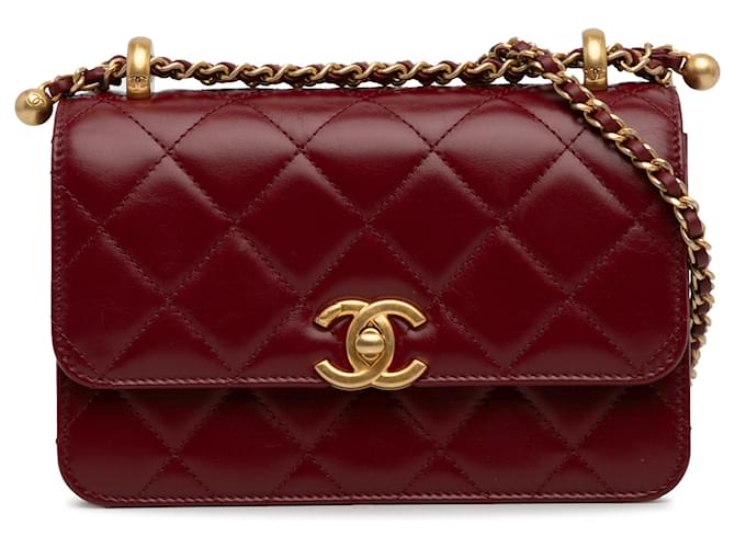Bolsa Chanel Red Mini Perfect Fit com aba Vermelho Couro  ref.1291403