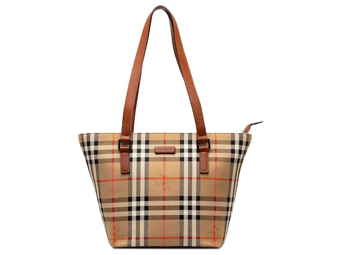 Burberry Brown Haymarket Check Shoulder Bag Beige Cloth Cloth  ref.1291416