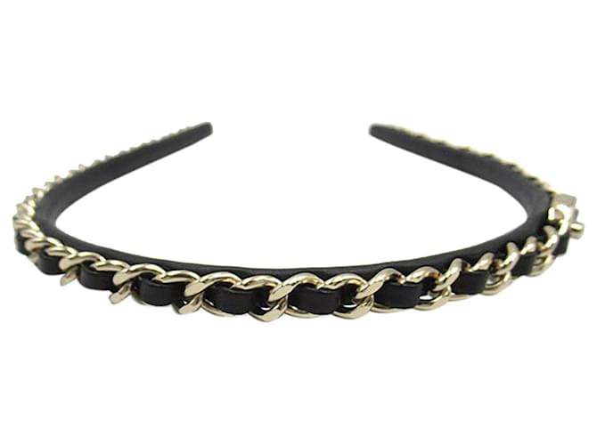 Schwarzes Chanel CC-Stirnband mit Kettengliedern und Drehverschluss Metall Emaille  ref.1291417
