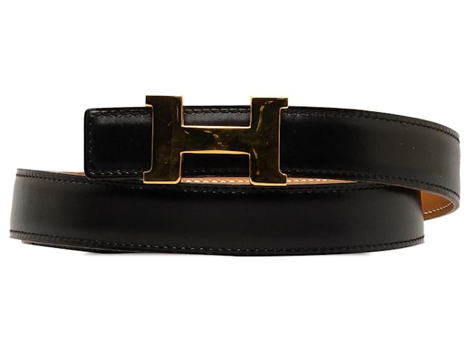 Hermès Cintura reversibile Hermes nera Constance Nero Pelle Vitello simile a un vitello  ref.1291418