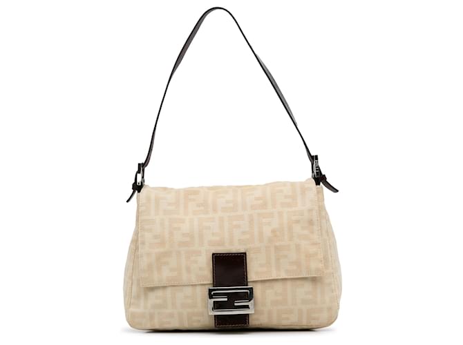 Fendi Brown Zucca Mamma Forever Beige Leather Cloth Pony-style calfskin Cloth  ref.1291457