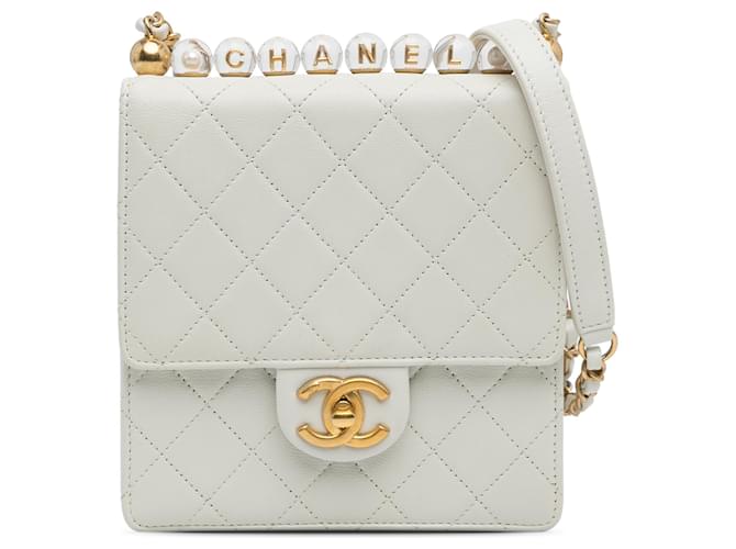 Chanel White Small Chic Pearls Flap Leather  ref.1291478