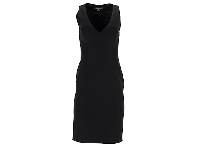 Ralph Lauren Sleeveless V-Neck Dress in Black Wool  ref.1291495