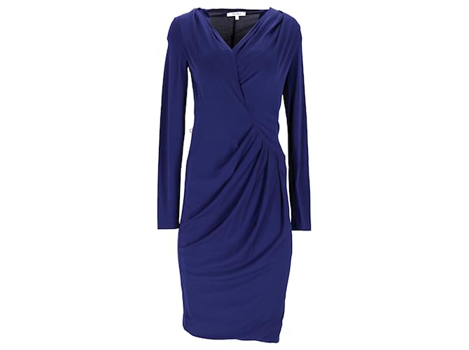 Max Mara Draped Long Sleeve Dress in Blue Silk  ref.1291502