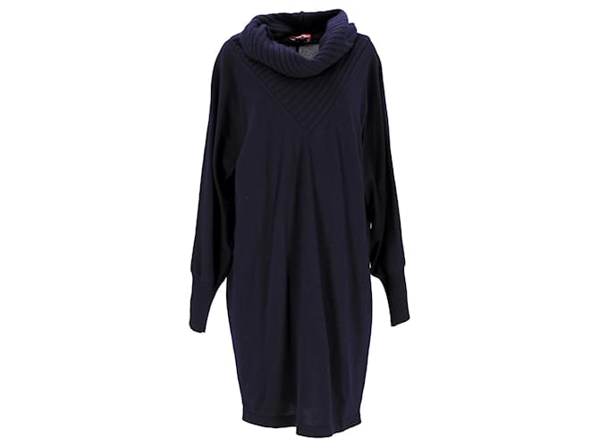 Max Mara Long-Sleeve Knit Dress in Navy Blue Wool  ref.1291503