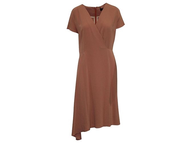 Joseph – Midikleid mit V-Ausschnitt aus dunkelrosa Acetat Pink