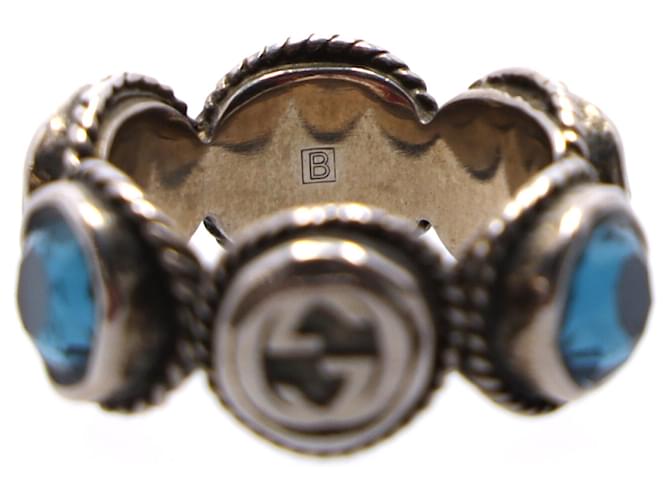 Gucci Interlocking G Swarovski Crystal Ring in Silver Metal Silvery Metallic  ref.1291510