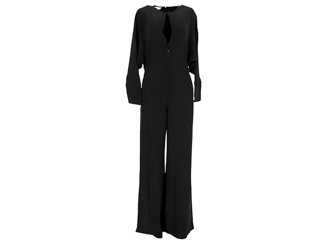 Stella Mc Cartney Stella McCartney langärmliger Cut-Out-Jumpsuit aus schwarzer Viskose Zellulosefaser  ref.1291514