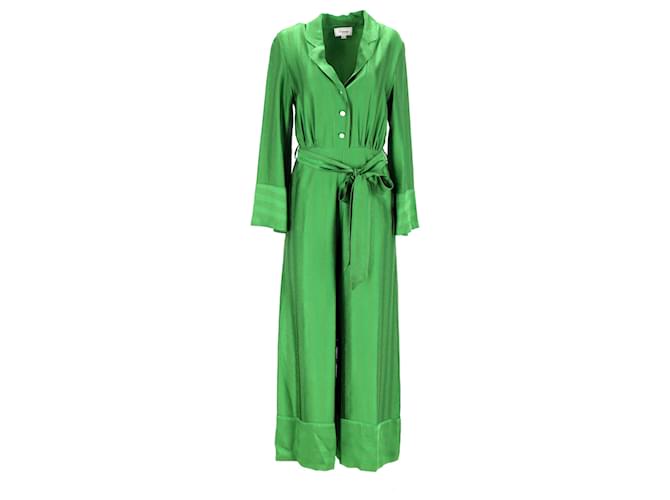 Temperley London Long Sleeve Jumpsuit in Green Acetate Silk  ref.1291515