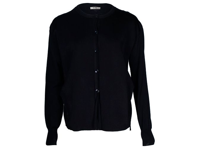 Céline Cardigan con bottoni Celine in lana nera Nero