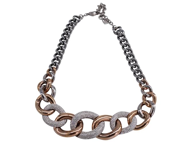 Swarovski Crystal Chunky Two-Toned Curb Link Necklace in Multicolor Metal Multiple colors  ref.1291521