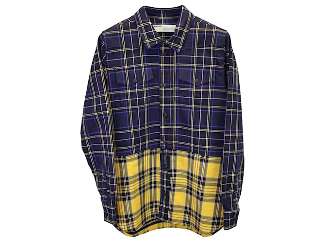 Off White Off-White Zipped Checked Shirt in Blue and Yellow Cotton  ref.1291525