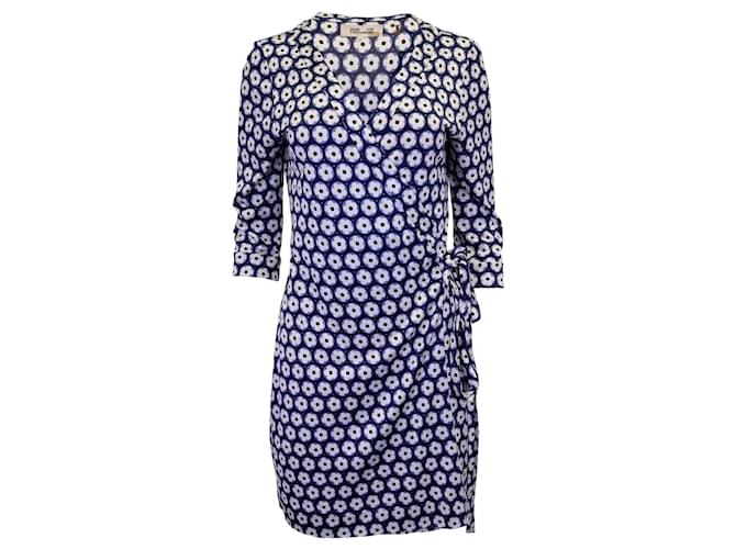 Diane Von Furstenberg Julian Wrap Dress in Blue Silk  ref.1291539