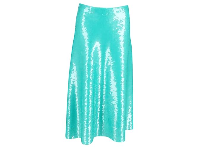 Victoria Beckham Sequined Flared Midi Skirt in Mint Polyester  ref.1291545