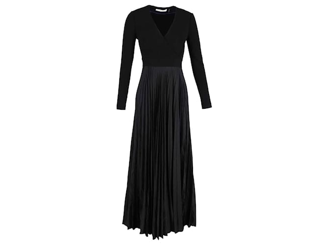 Diane Von Furstenberg Vestido largo plisado de algodón negro  ref.1291553