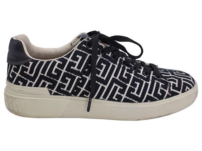 Baskets Balmain B-Court Monogram en Toile Noire