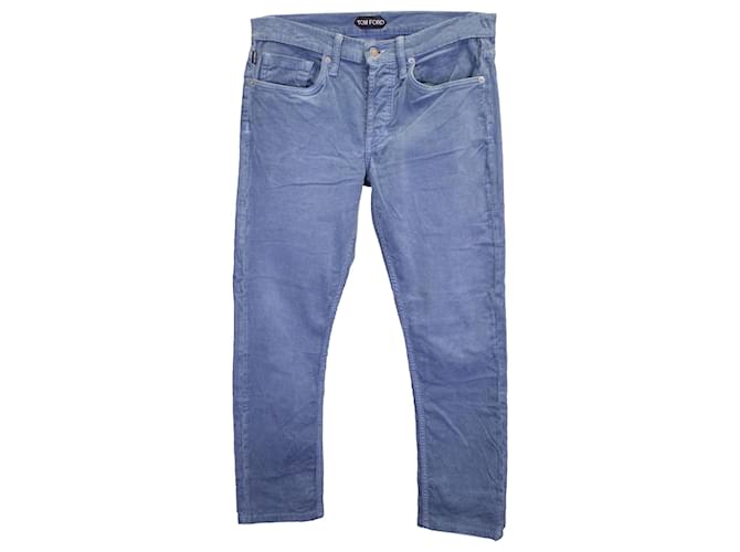 Tom Ford Slim Fit Fine Corduroy Pants in Blue Cotton  ref.1291578