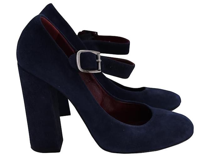 Chloé Sapatos Chloe Mary Jane em camurça azul marinho Suécia  ref.1291583
