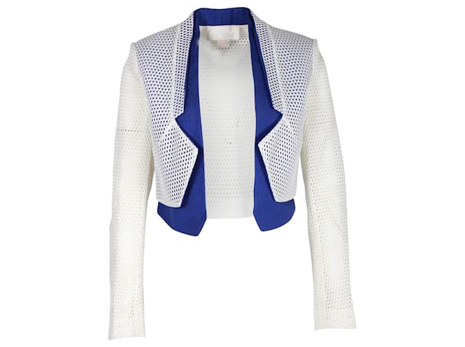 Autre Marque Antonio Berardi Cropped Perforated Blazer in White and Blue Polyester  ref.1291590