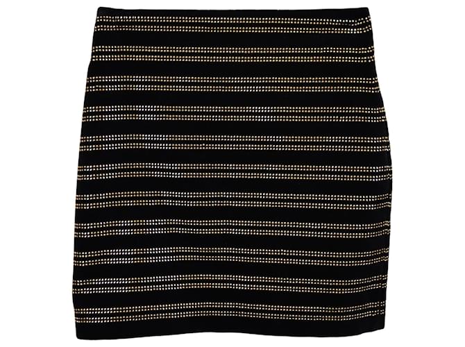 Minifalda de terciopelo con tachuelas doradas de Balmain en algodón negro  ref.1291600