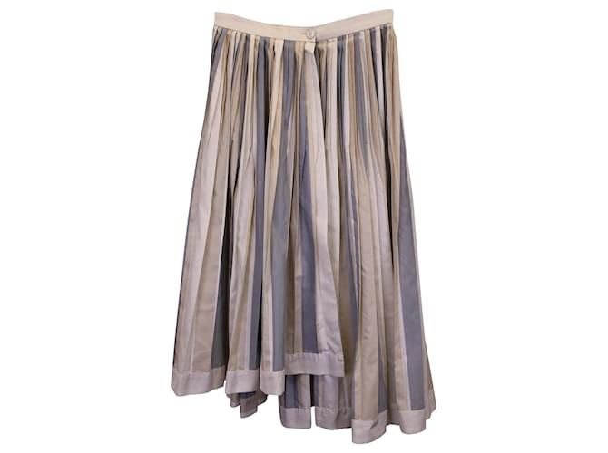 Prada Striped Asymmetric-Hem Skirt in Beige Silk  ref.1291614