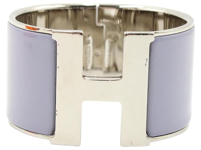 extra breites Clic Clac H-Armband von Hermès in pastellvioletter Emaille   ref.1291617