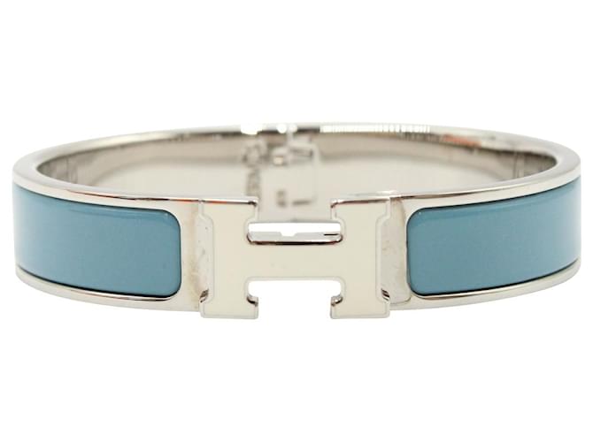 Hermès Clic H PM Bracelet in Light Blue Enamel  ref.1291619