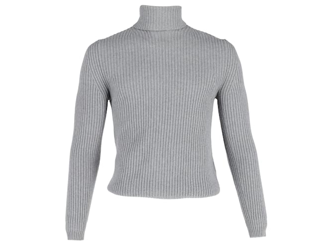 Tom Ford Ribbed Roll Neck Sweater in Gray Wool Grey  ref.1291624