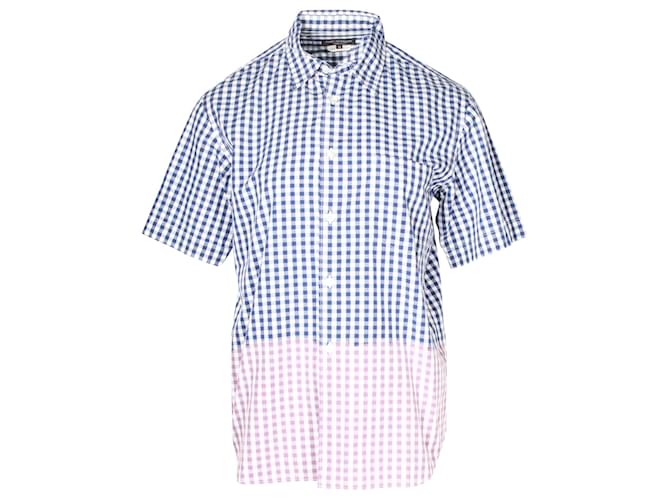 Comme Des Garcons Comme Des Garçons Checkered Short Sleeve Shirt in Blue Cotton  ref.1291625