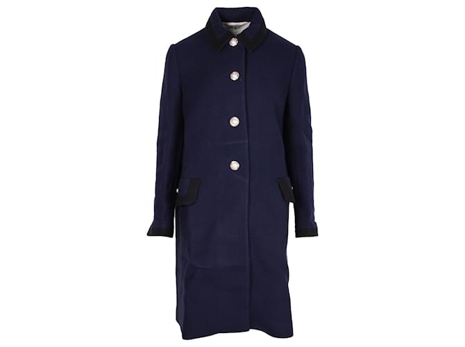 Cappotto decorato Miu Miu in lana blu navy  ref.1291626