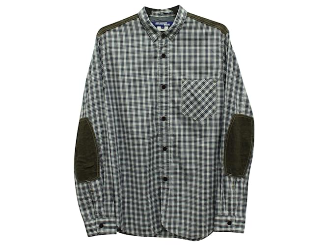 Autre Marque Camisa xadrez Junya Watanabe Comme des Garçons com cotoveleira em algodão azul  ref.1291629