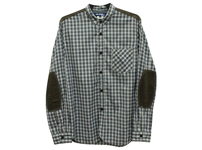 Autre Marque Junya Watanabe Camisa a cuadros Comme des Garçons con codera de algodón azul