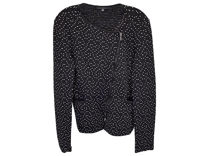 Emporio Armani Textured Diagonal-zip Jacket in Black Polyester Viscose  ref.1291635