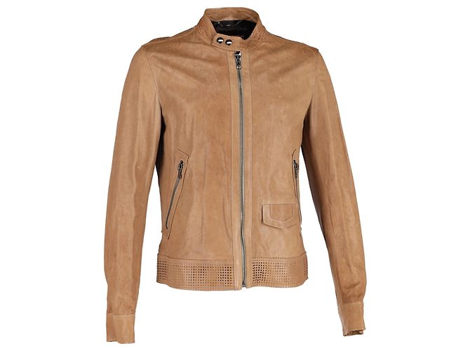 Dolce & Gabbana Zipped Jacket in Brown Leather