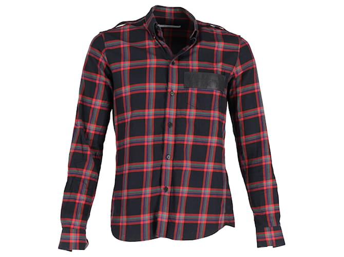 Camisa Givenchy Tartan em algodão vermelho e preto  ref.1291647