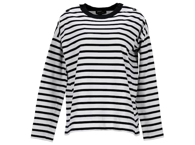 Loro Piana Striped Long Sleeve T-shirt in White Cotton  ref.1291651