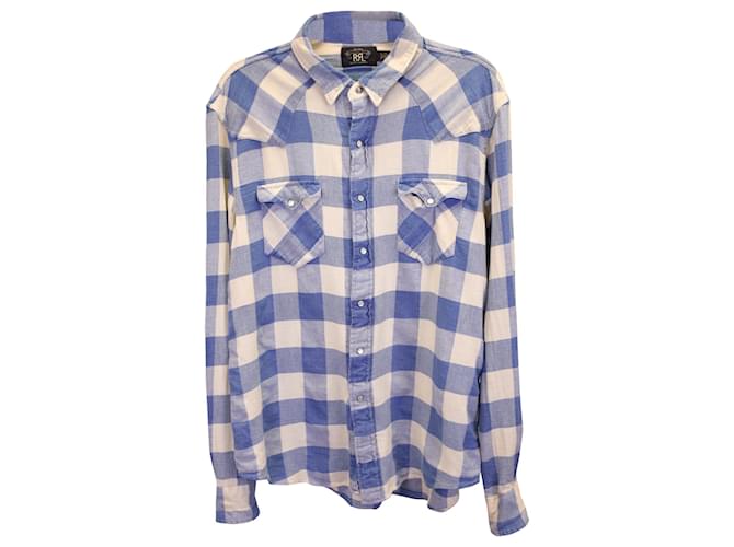 Autre Marque Ralph Lauren RRL Check Western Shirt in Blue Cotton Polyester  ref.1291653