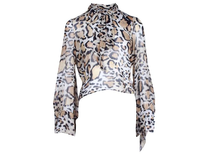 Petar Petrov Top Leopardato in Seta Multicolor Stampa python