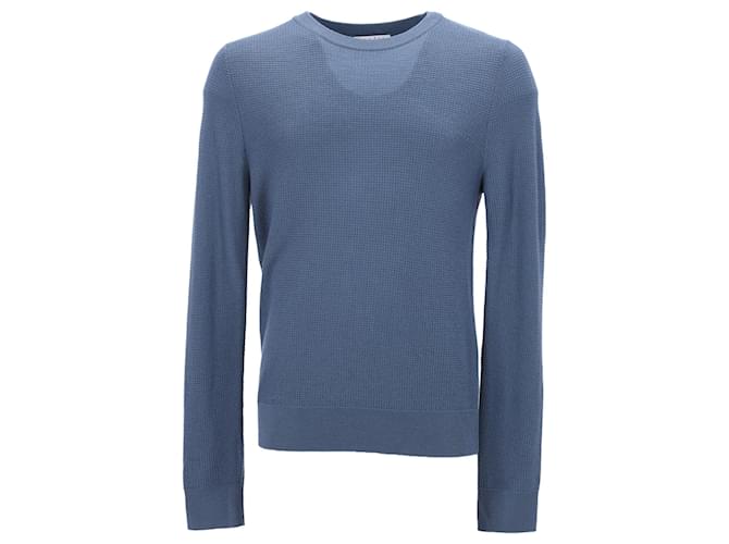 Sandro Rundhals-Strickpullover aus blauer Baumwolle  ref.1291667